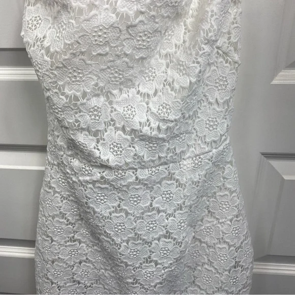 Crochet Eyelet Floral Dress White Strappy Open Back Romantic Baddie Party Small - Picture 5 of 8